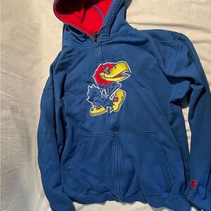 Men’s STARTER Kansas Jayhawks Blue Hooded Jacket size XL